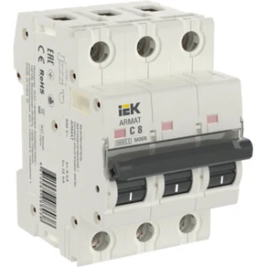 IEK ARMAT Автоматический выключатель M06N 3P C 8А - AR-M06N-3-C008 IEK ARMAT Автоматический выключатель M06N 3P C 8А - AR-M06N-3-C008