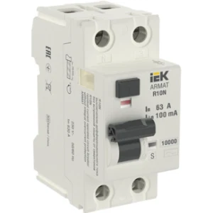 IEK ARMAT Выключатель дифференциального тока R10N 2P 63А 100мА тип AC-S - AR-R10N-2-063CS100 IEK ARMAT Выключатель дифференциального тока R10N 2P 63А 100мА тип AC-S - AR-R10N-2-063CS100