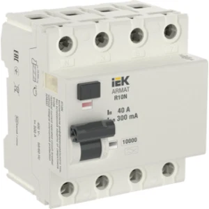 IEK ARMAT Выключатель дифференциального тока R10N 4P 40А 300мА тип A - AR-R10N-4-040A300 IEK ARMAT Выключатель дифференциального тока R10N 4P 40А 300мА тип A - AR-R10N-4-040A300
