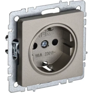 IEK BRITE Розетка 1-местная с заземлением с защитными шторками 16А РС14-1-0-БрШ шампань - BR-R14-16-K37 IEK BRITE Розетка 1-местная с заземлением с защитными шторками 16А РС14-1-0-БрШ шампань - BR-R14-16-K37
