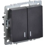 IEK BRITE Выключатель 2-клавишный с индикацией 10А ВС10-2-1-БрЧ черный