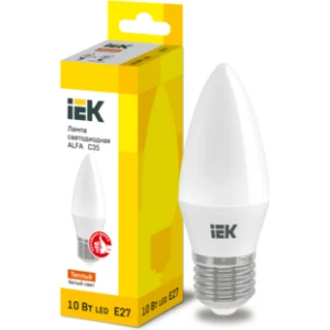 IEK Лампа светодиодная ALFA C35 свеча 10Вт 230В 3000К E27 - LLA-C35-10-230-30-E27 IEK Лампа светодиодная ALFA C35 свеча 10Вт 230В 3000К E27 - LLA-C35-10-230-30-E27