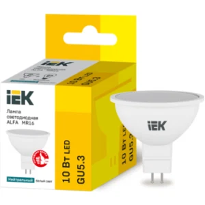 IEK Лампа светодиодная ALFA MR16 софит 10Вт 230В 4000К GU5,3 - LLA-MR16-10-230-40-GU5 IEK Лампа светодиодная ALFA MR16 софит 10Вт 230В 4000К GU5,3 - LLA-MR16-10-230-40-GU5