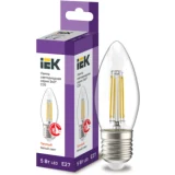 IEK Лампа светодиодная C35 свеча прозрачная 5Вт 230В 3000К E27 серия 360°