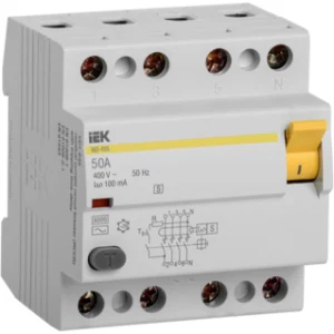 IEK Выключатель дифференциальный (УЗО) ВД1-63S 4Р 50А 100мА - MDV12-4-050-100 IEK Выключатель дифференциальный (УЗО) ВД1-63S 4Р 50А 100мА - MDV12-4-050-100