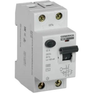 IEK Выключатель дифференциальный (УЗО) ВД1-63 2Р 32А 100мА GENERICA - MDV15-2-032-100 IEK Выключатель дифференциальный (УЗО) ВД1-63 2Р 32А 100мА GENERICA - MDV15-2-032-100