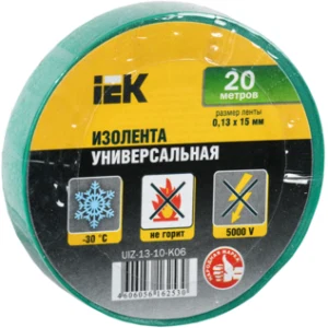 IEK Изолента 0,13х15мм зеленая 20м ИЭК - UIZ-13-10-K06 IEK Изолента 0,13х15мм зеленая 20м ИЭК - UIZ-13-10-K06