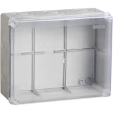 IEK Коробка распаячная КМ41277 для открытой проводки 240х195х165мм IP44 (RAL 7035, прозрачная крышка, кабельные вводы 5шт)